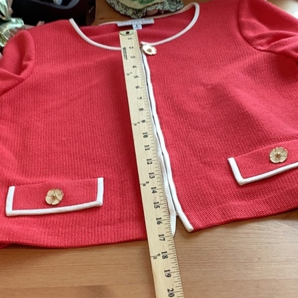 St. John Collection Red Jacket With White Trim - Picture 8 of 10